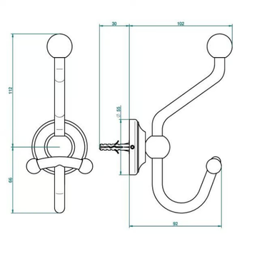 CHARLESTON - Double robe hook by THG Paris - view 3